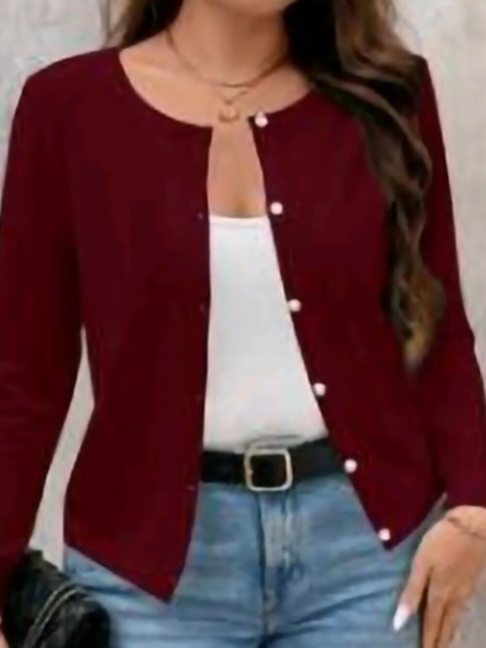 Maroon Cardigan - Shein Curve -
